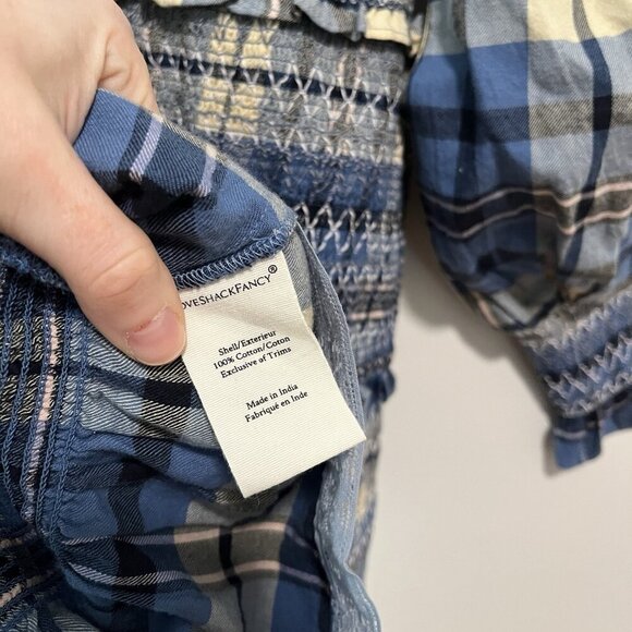 LoveShackFancy Stanley Smocked Plaid Dress in Blue‎ Yellow Denim Skies Medium - Picture 5 of 7
